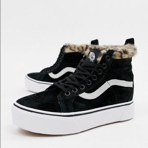NEW Vans Sk8 Hi platform fuzzy Cheetah Snow shoes
